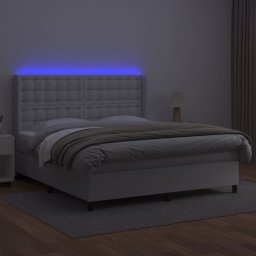 vidaXL Boxspring met matras en LED kunstleer wit 160x200 cm