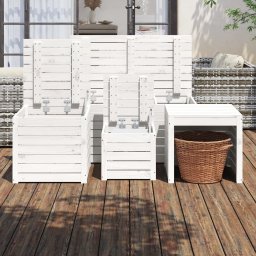 vidaXL 4-delige Tuinboxset massief grenenhout wit