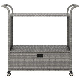 vidaXL Serveerwagen met lade 100x45x97 cm poly rattan grijs