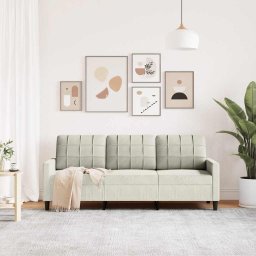 vidaXL Driezitsbank 180 cm fluweel crèmekleurig
