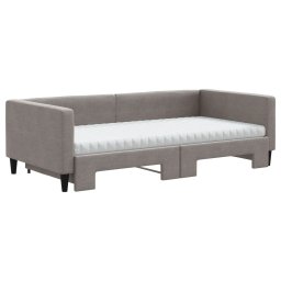 vidaXL Slaapbank met onderschuifbed en matrassen 100x200 cm stof taupe