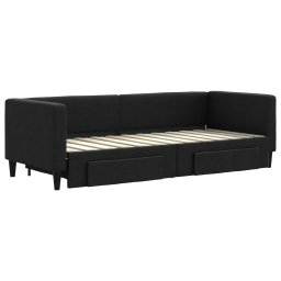 vidaXL Slaapbank met onderschuifbed en lades 80x200 cm stof zwart