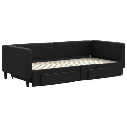 vidaXL Slaapbank met onderschuifbed en lades 90x200 cm stof zwart