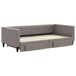 vidaXL Slaapbank met onderschuifbed en lades 100x200 cm stof taupe