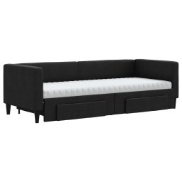 vidaXL Slaapbank met onderschuifbed en lades 80x200 cm stof zwart