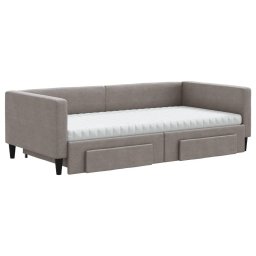 vidaXL Slaapbank met onderschuifbed en lades 100x200 cm stof taupe