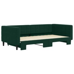 vidaXL Slaapbank met onderschuifbed 100x200 cm fluweel donkergroen