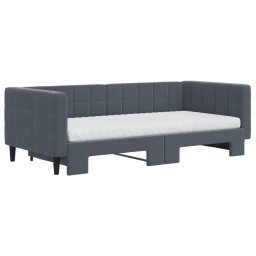 vidaXL Slaapbank onderschuifbed matrassen 90x190cm fluweel donkergrijs