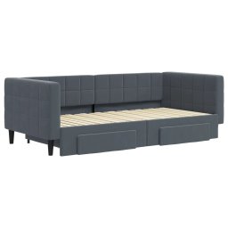 vidaXL Slaapbank onderschuifbed en lades 90x190 cm fluweel donkergrijs