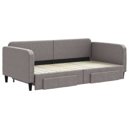 vidaXL Slaapbank met onderschuifbed en lades 100x200 cm stof taupe