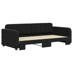 vidaXL Slaapbank met onderschuifbed 90x190 cm fluweel zwart
