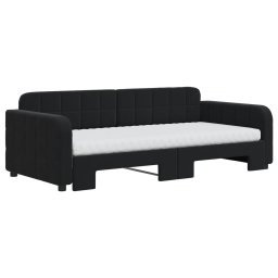 vidaXL Slaapbank onderschuifbed en matrassen 90x190 cm fluweel zwart