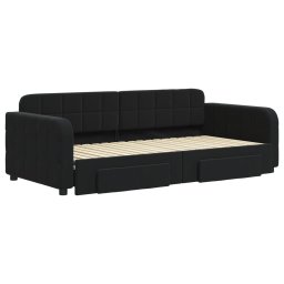 vidaXL Slaapbank met onderschuifbed en lades 90x190 cm fluweel zwart