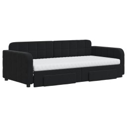 vidaXL Slaapbank met onderschuifbed en lades 90x190 cm fluweel zwart
