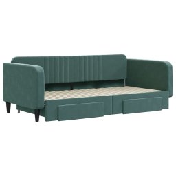vidaXL Slaapbank onderschuifbed lades 100x200 cm fluweel donkergroen