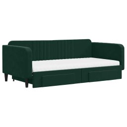 vidaXL Slaapbank onderschuifbed lades 100x200 cm fluweel donkergroen