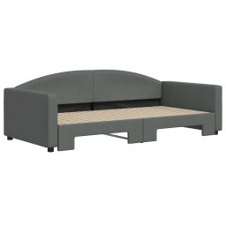 vidaXL Slaapbank met onderschuifbed 100x200 cm stof donkergrijs