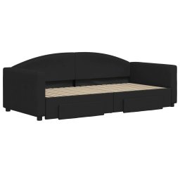 vidaXL Slaapbank met onderschuifbed en lades 90x190 cm stof zwart