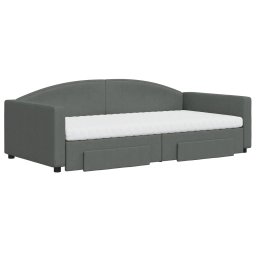 vidaXL Slaapbank onderschuifbed en lades 100x200 cm stof donkergrijs