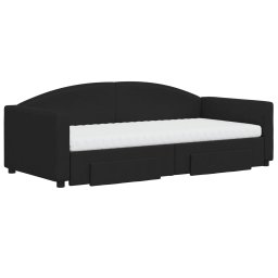 vidaXL Slaapbank met onderschuifbed en lades 90x190 cm stof zwart