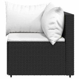 vidaXL Tuinhoekbank met kussens poly rattan zwart