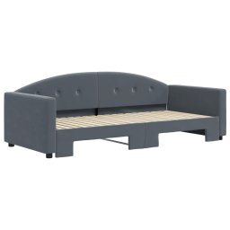vidaXL Slaapbank met onderschuifbed 90x190 cm fluweel donkergrijs