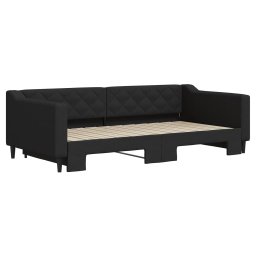 vidaXL Slaapbank met onderschuifbed 100x200 cm stof zwart