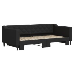 vidaXL Slaapbank met onderschuifbed 90x190 cm stof zwart