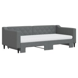 vidaXL Slaapbank onderschuifbed matrassen 90x190 cm stof donkergroen