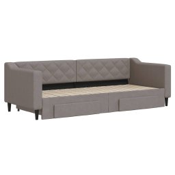vidaXL Slaapbank met onderschuifbed en lades 80x200 cm stof taupe