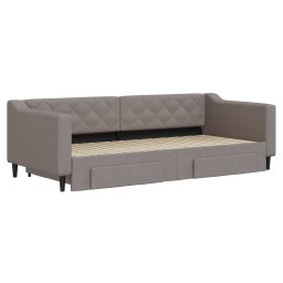 vidaXL Slaapbank met onderschuifbed en lades 90x200 cm stof taupe