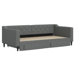 vidaXL Slaapbank onderschuifbed en lades 90x190 cm stof donkergrijs