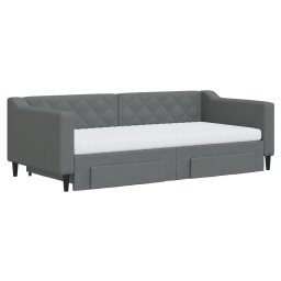 vidaXL Slaapbank onderschuifbed en lades 90x190 cm stof donkergrijs