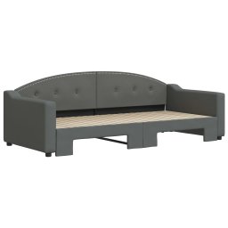 vidaXL Slaapbank met onderschuifbed 90x200 cm stof donkergrijs