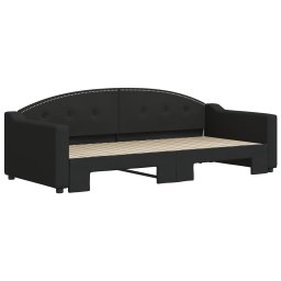 vidaXL Slaapbank met onderschuifbed 90x200 cm stof zwart