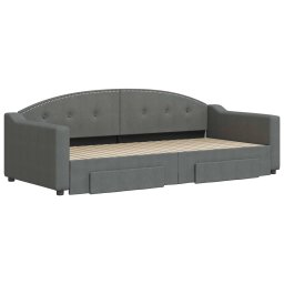 vidaXL Slaapbank onderschuifbed en lades 90x200 cm stof donkergrijs