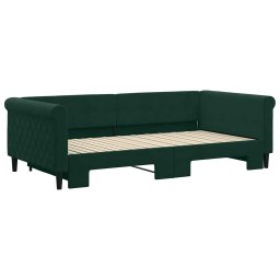 vidaXL Slaapbank met onderschuifbed 100x200 cm fluweel donkergroen