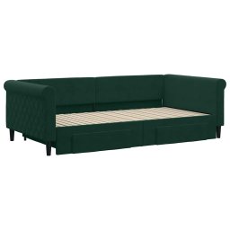 vidaXL Slaapbank onderschuifbed lades 100x200 cm fluweel donkergroen
