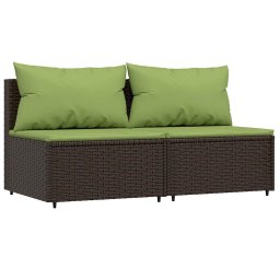 vidaXL 3-delige Loungeset met kussens poly rattan bruin