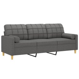 vidaXL Driezitsbank met sierkussens 180 cm stof donkergrijs