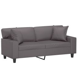 vidaXL Tweezitsbank met sierkussens 140 cm kunstleer grijs