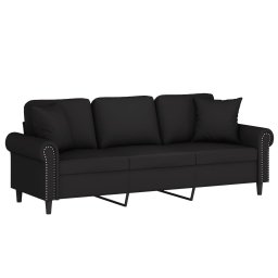 vidaXL Driezitsbank met sierkussens 180 cm fluweel zwart