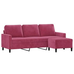 vidaXL Driezitsbank met voetenbank 180 cm fluweel wijnrood