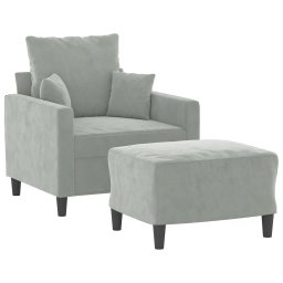 vidaXL Fauteuil met voetenbank 60 cm fluweel lichtgrijs