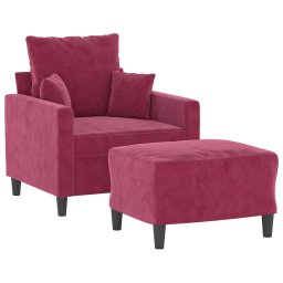 vidaXL Fauteuil met voetenbank 60 cm fluweel wijnrood