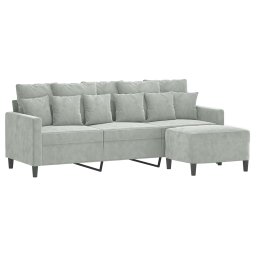 vidaXL Driezitsbank met voetenbank 180 cm fluweel lichtgrijs