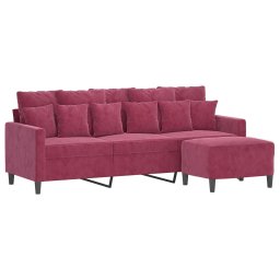 vidaXL Driezitsbank met voetenbank 180 cm fluweel wijnrood