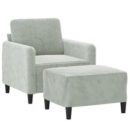 vidaXL Fauteuil met voetenbank 60 cm fluweel lichtgrijs