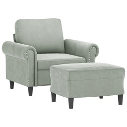 vidaXL Fauteuil met voetenbank 60 cm fluweel lichtgrijs