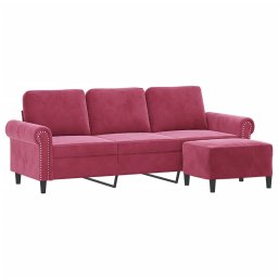 vidaXL Driezitsbank met voetenbank 180 cm fluweel wijnrood